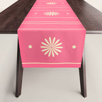 Daisy Stripes Pattern in Pink and Cream Table Runner Gallery Image 1