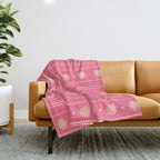 Daisy Stripes Pattern in Pink and Cream Throw Blanket Gallery Image 1