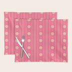 Daisy Stripes Pattern in Pink and Cream Placemat Gallery Image 1