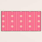 Daisy Stripes Pattern in Pink and Cream Desk Mat Gallery Image 3