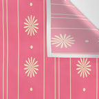 Daisy Stripes Pattern in Pink and Cream Wall Tapestry Gallery Image 3
