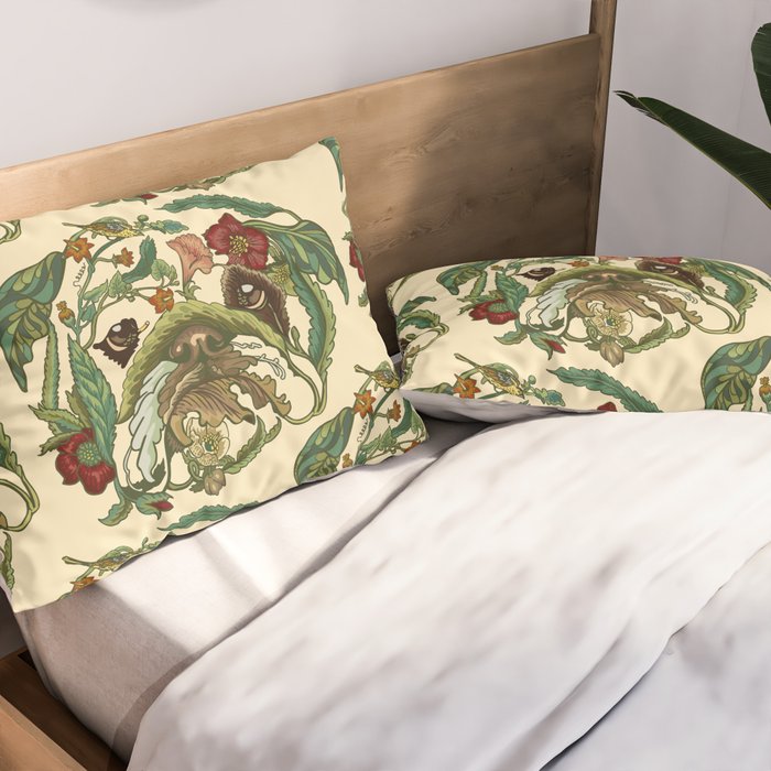 Botanical English Bulldog Pillow Sham Gallery Image 2