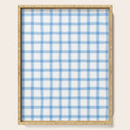 Blue geometric plaid gingham pattern Serving Tray Gallery Image 1