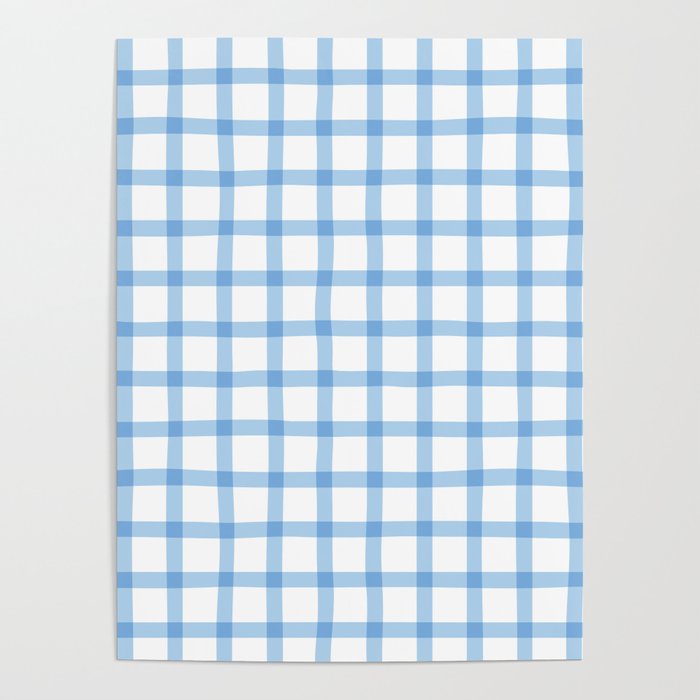 Blue geometric plaid gingham pattern Poster Gallery Image 1