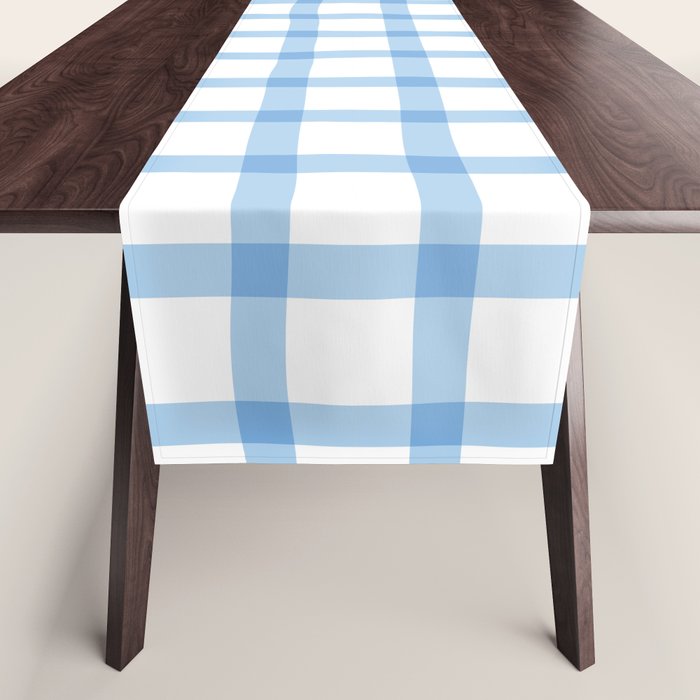 Blue geometric plaid gingham pattern Table Runner Gallery Image 1