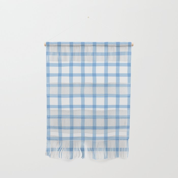 Blue geometric plaid gingham pattern Wall Hanging Gallery Image 1