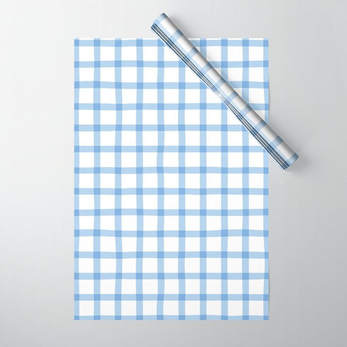 Blue geometric plaid gingham pattern Wrapping Paper Gallery Image 1