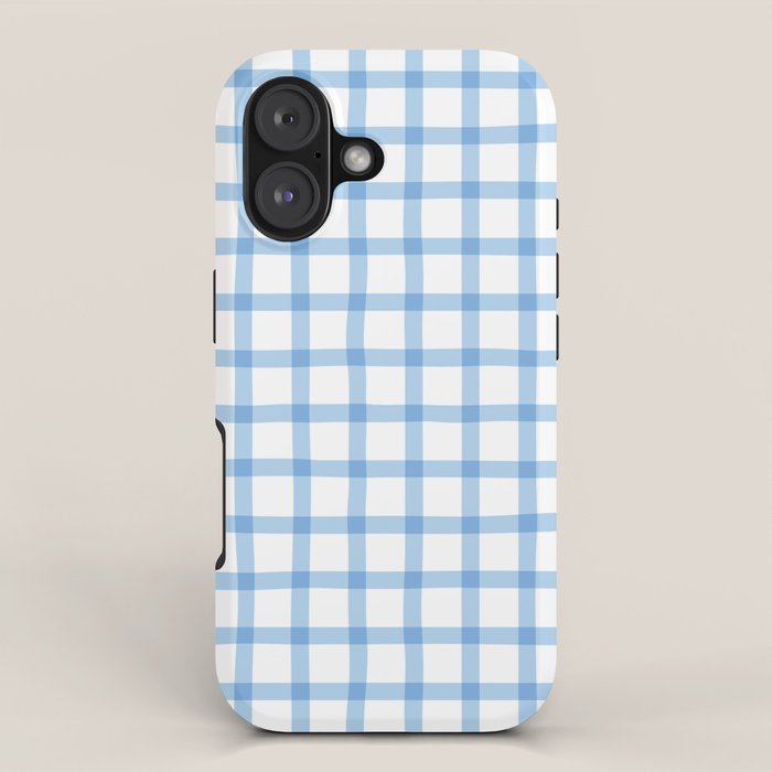 Blue geometric plaid gingham pattern iPhone Case Gallery Image 1