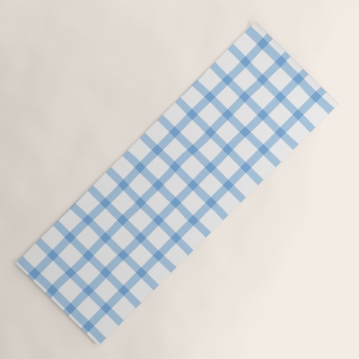 Blue geometric plaid gingham pattern Yoga Mat Gallery Image 1