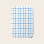 Blue geometric plaid gingham pattern Bath Mat Gallery Image 1