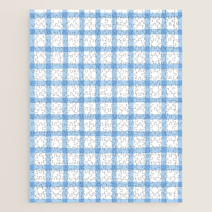 Blue geometric plaid gingham pattern Jigsaw Puzzle Gallery Image 1