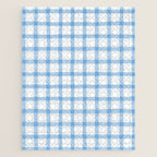 Blue geometric plaid gingham pattern Jigsaw Puzzle Gallery Image 1