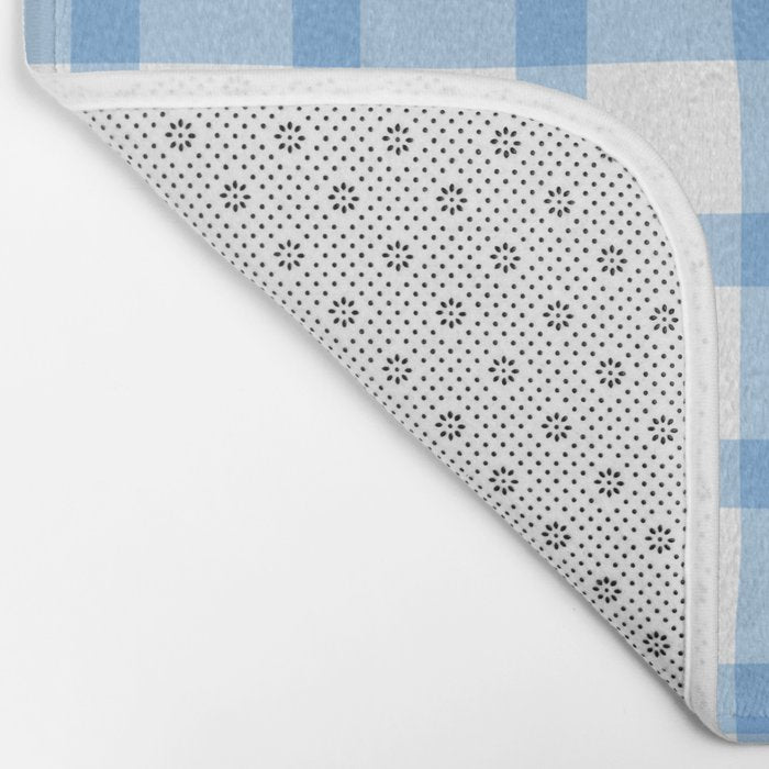 Blue geometric plaid gingham pattern Bath Mat Gallery Image 2