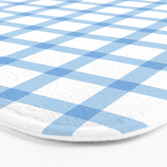 Blue geometric plaid gingham pattern Bath Mat Gallery Image 3