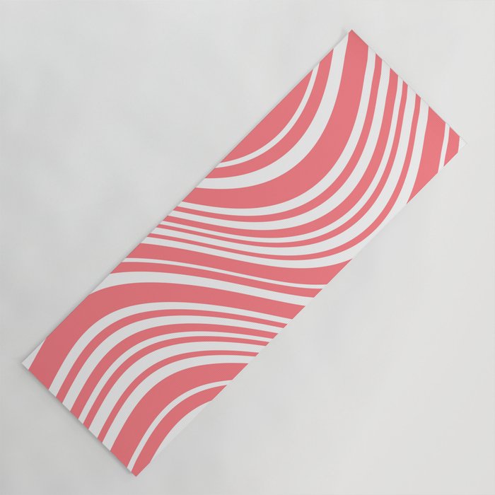 Wavy Stripes XXXII - Coral Pink Yoga Mat Gallery Image 1