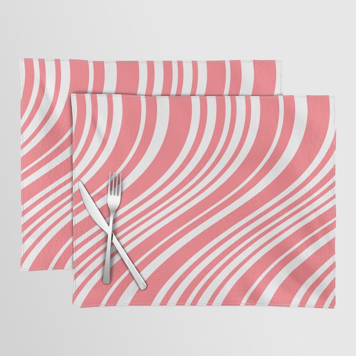 Wavy Stripes XXXII - Coral Pink Placemat Gallery Image 1