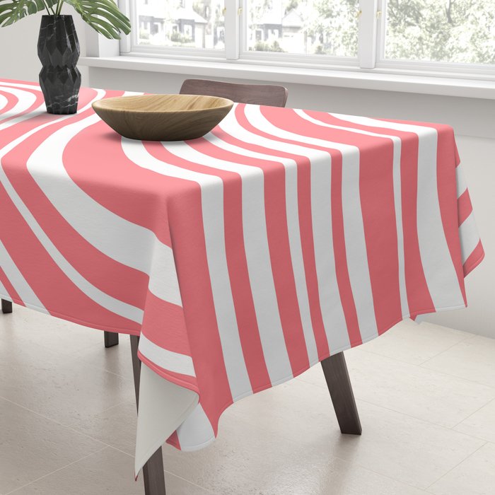 Wavy Stripes XXXII - Coral Pink Tablecloth Gallery Image 3