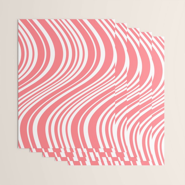 Wavy Stripes XXXII - Coral Pink Wrapping Paper Gallery Image 3