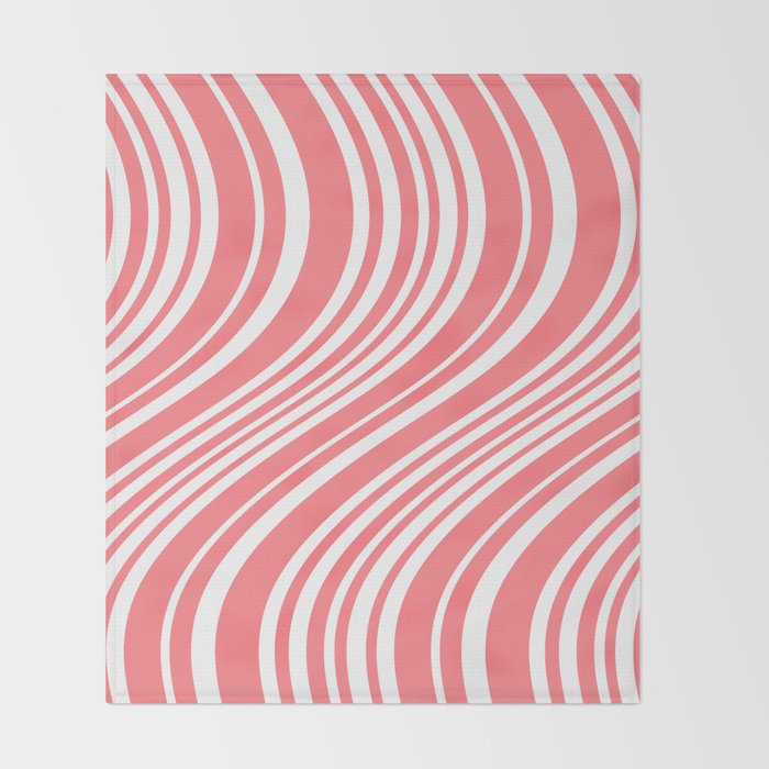 Wavy Stripes XXXII - Coral Pink Throw Blanket Gallery Image 2