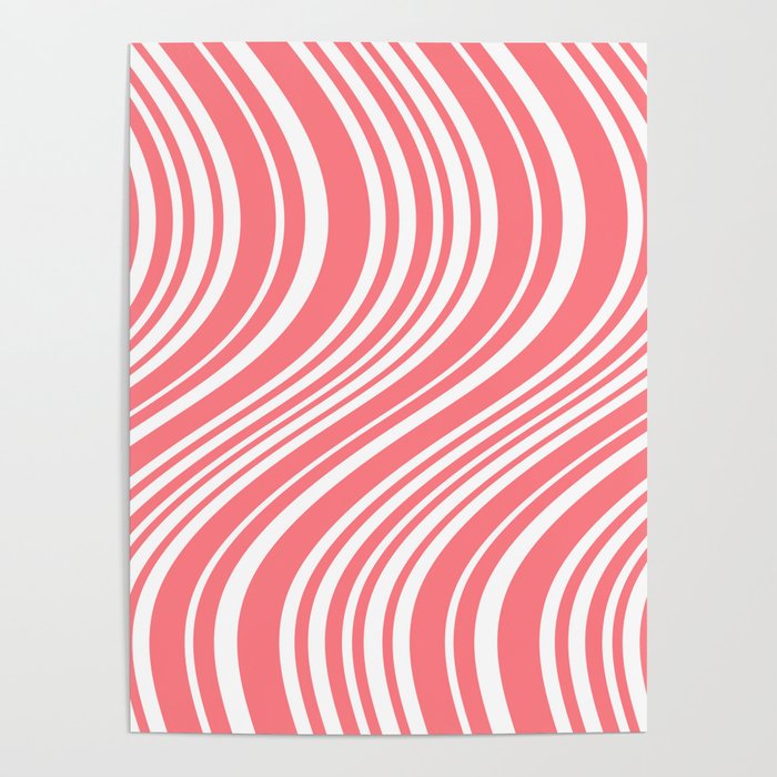 Wavy Stripes XXXII - Coral Pink Poster Gallery Image 4