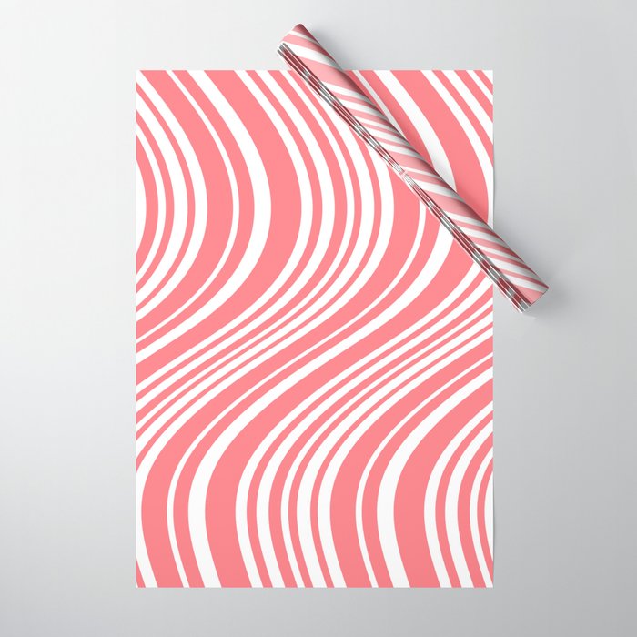 Wavy Stripes XXXII - Coral Pink Wrapping Paper Gallery Image 1
