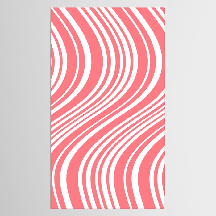 Wavy Stripes XXXII - Coral Pink Tablecloth Gallery Image 2