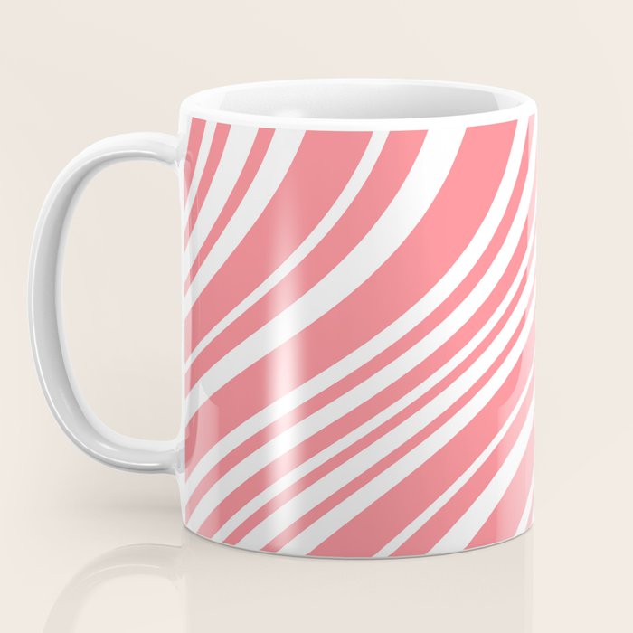 Wavy Stripes XXXII - Coral Pink Coffee Mug Gallery Image 3
