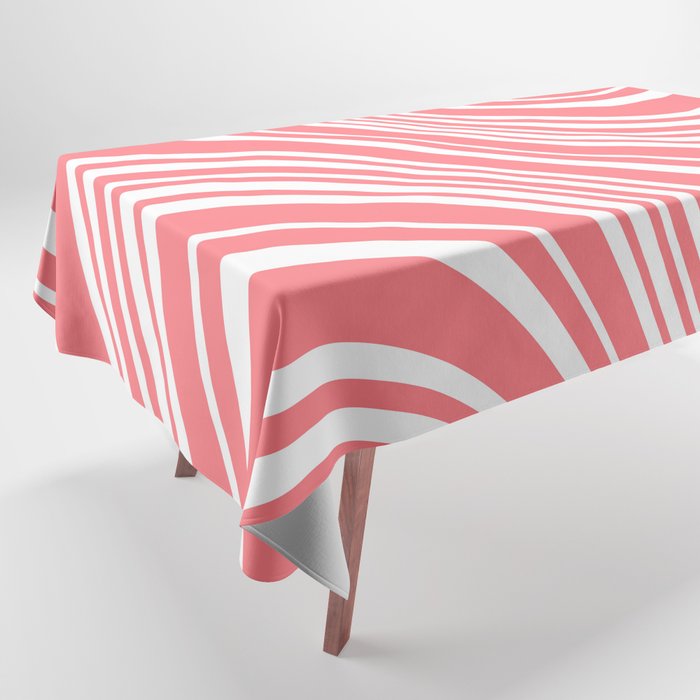 Wavy Stripes XXXII - Coral Pink Tablecloth Gallery Image 1