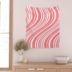 Wavy Stripes XXXII - Coral Pink Wall Tapestry Gallery Image 2