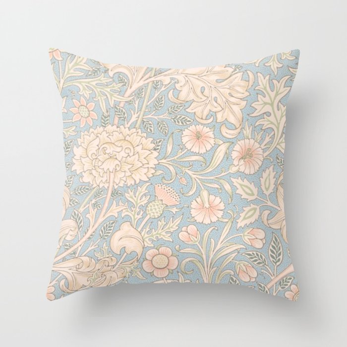 William Morris Vintage Pastel Double Bough 1891 Throw Pillow Gallery Image 6
