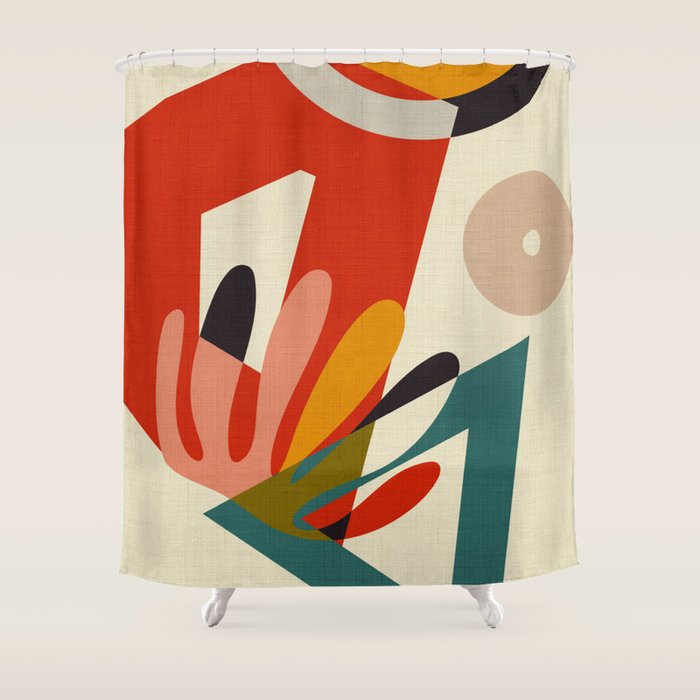 bauhaus mid century cirque 2 Shower Curtain Gallery Image 1