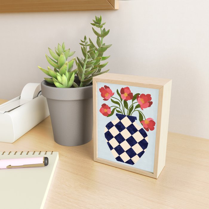 Roses and vase with diamonds Mini Art Print Gallery Image 2