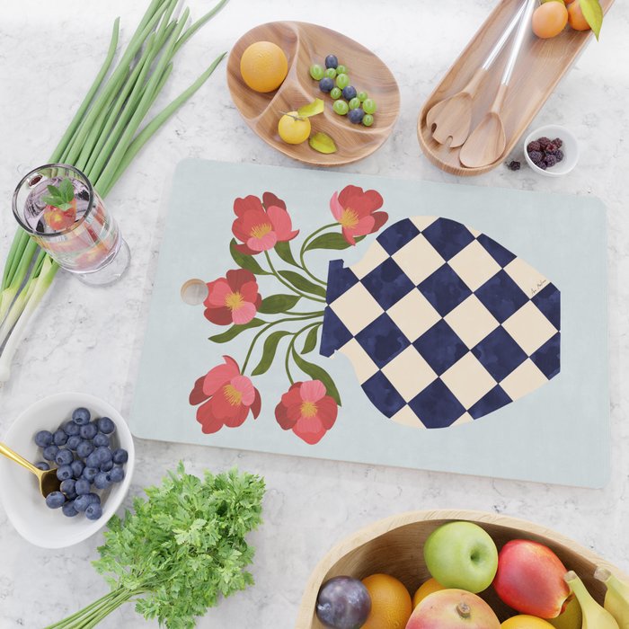 Roses and vase with diamonds Cutting Board Gallery Image 2