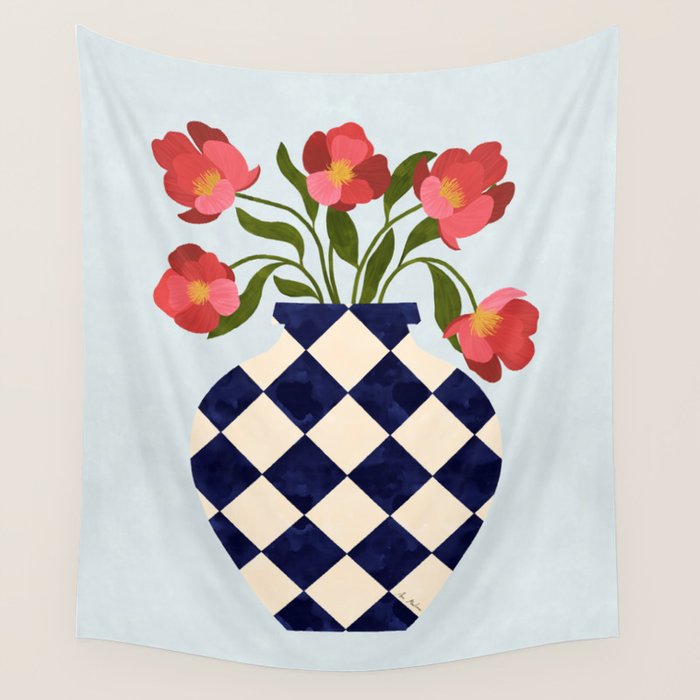 Roses and vase with diamonds Wall Tapestry Gallery Image 4