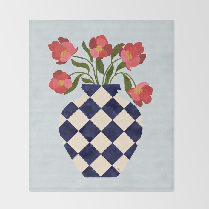 Roses and vase with diamonds Throw Blanket Gallery Image 2