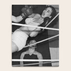 Oh, no she didn't! female boxer knocking out other female boxer vintage sports black and white photograph - photography - photographs Notebook Gallery Image 4