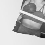 Oh, no she didn't! female boxer knocking out other female boxer vintage sports black and white photograph - photography - photographs Pillow Sham Gallery Image 4