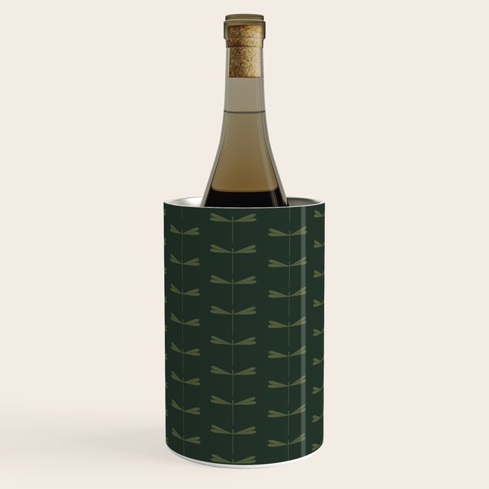 Dragonfly Pattern X Earthy Green Wine Chiller Gallery Image 3