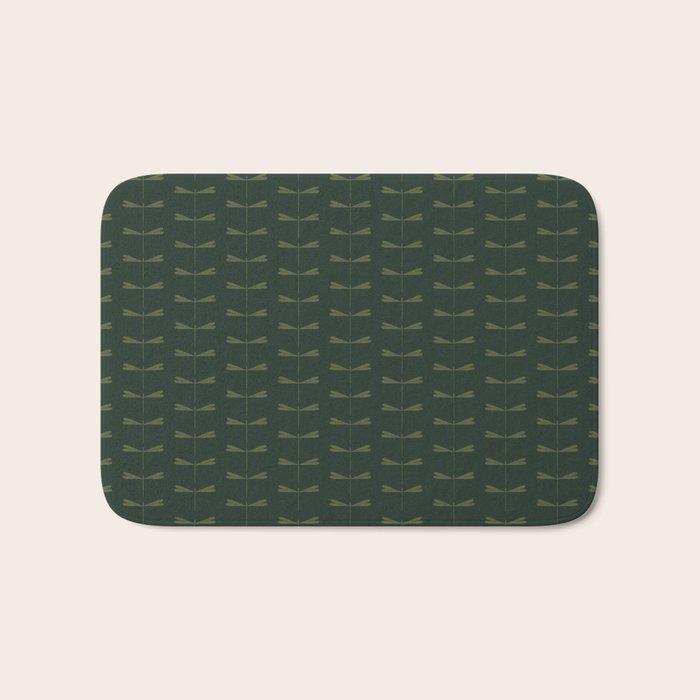 Dragonfly Pattern X Earthy Green Bath Mat Gallery Image 1