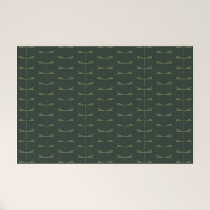 Dragonfly Pattern X Earthy Green Welcome Mat Gallery Image 1
