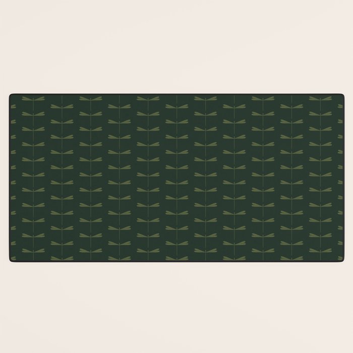 Dragonfly Pattern X Earthy Green Desk Mat Gallery Image 3