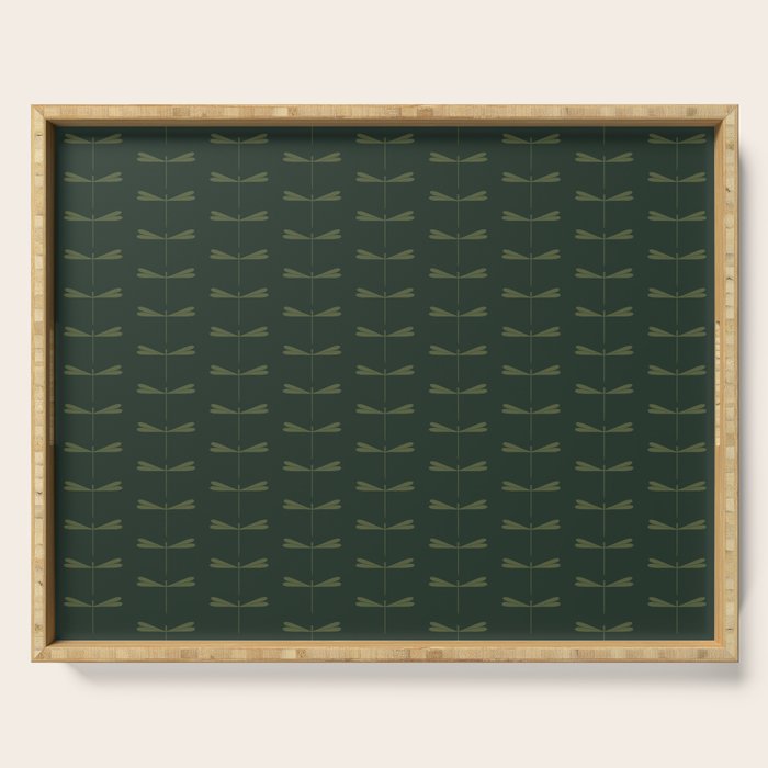 Dragonfly Pattern X Earthy Green Serving Tray Gallery Image 1