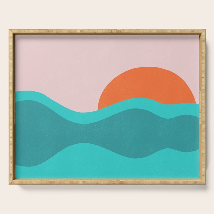 pink skies & surf Serving Tray Gallery Image 1