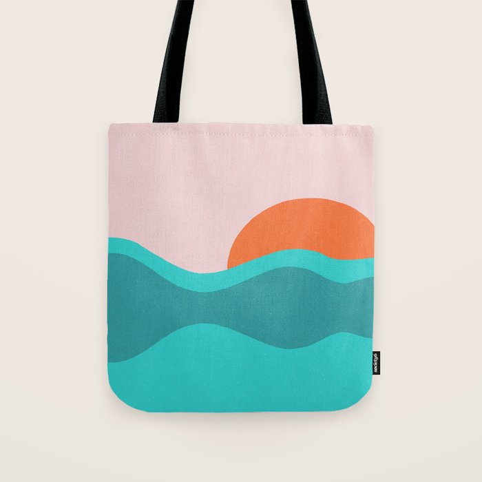 pink skies & surf Tote Bag Gallery Image 1
