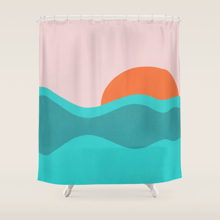 pink skies & surf Shower Curtain Gallery Image 1