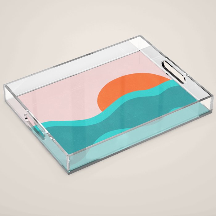 pink skies & surf Acrylic Tray Gallery Image 1