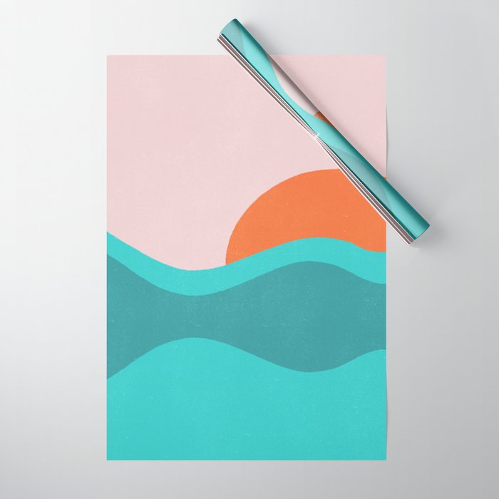pink skies & surf Wrapping Paper Gallery Image 1