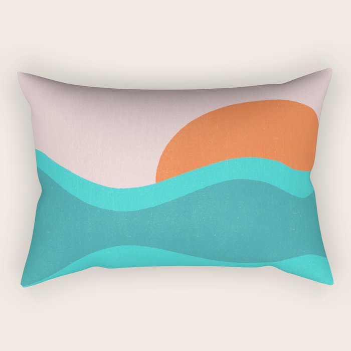pink skies & surf Rectangular Pillow Gallery Image 1