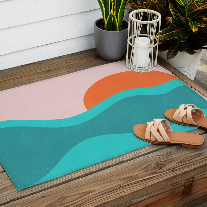 pink skies & surf Outdoor Rug Gallery Image 2