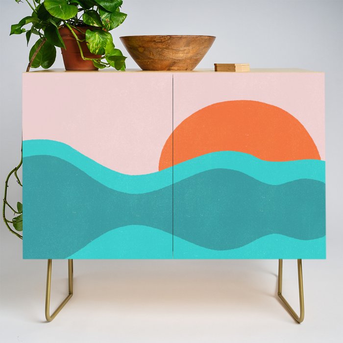 pink skies & surf Credenza Gallery Image 1